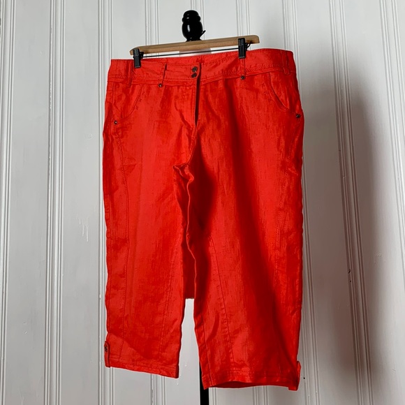 ☀️ New with tags ECRU salmon coloured linen capri - Picture 1 of 8